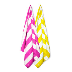 Cabana Beach Towels Stripe Collection - 2 Pack Sunset Yellow & Bahamian Pink
