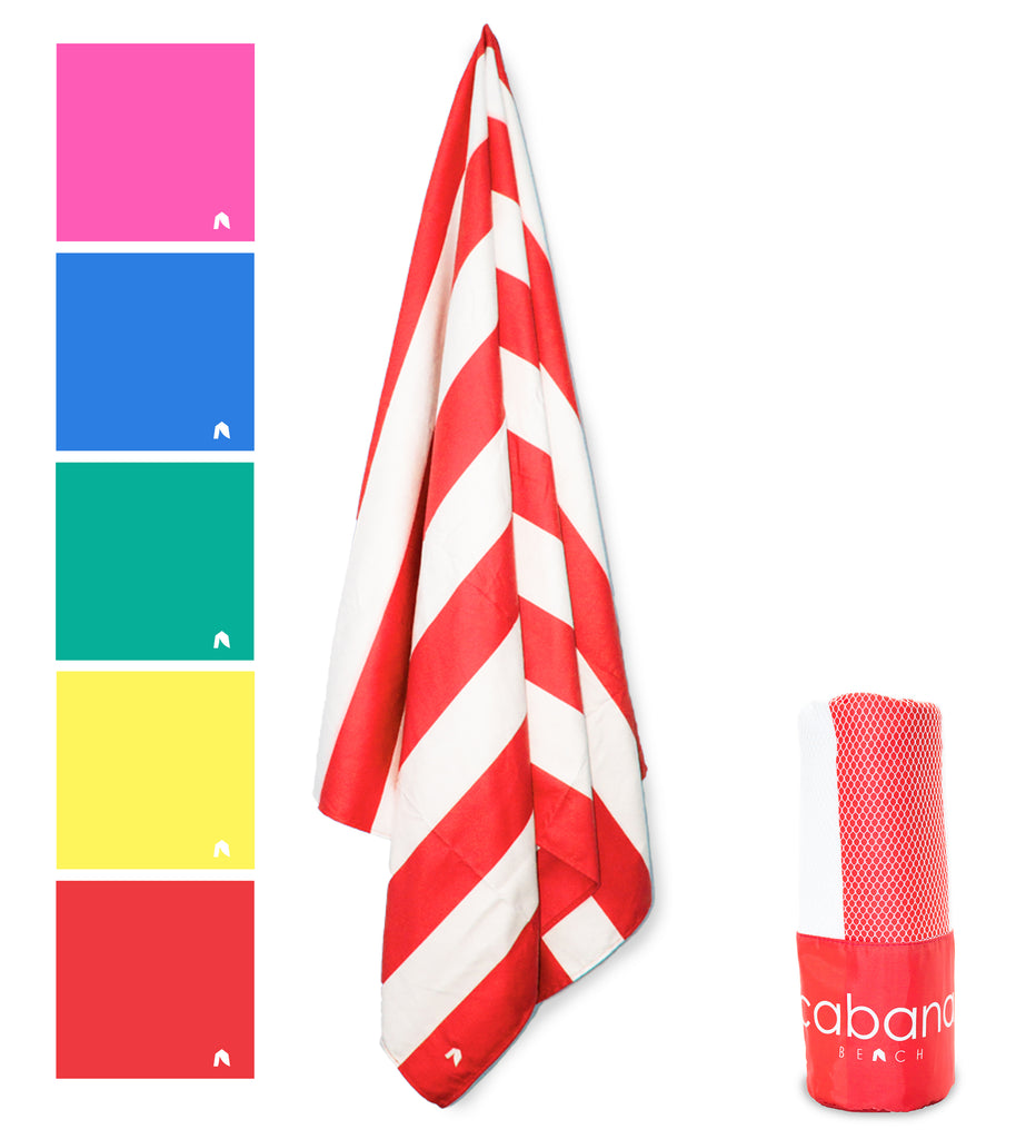 Cabana Beach Towels Stripe Collection - Calypso Coral Red